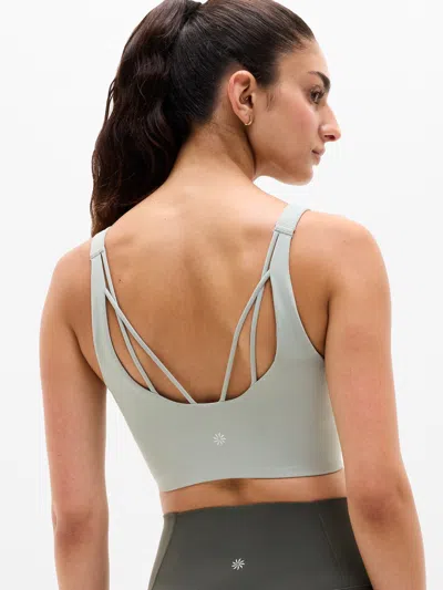 Athleta Perfect Form Strappy Longline Bra A-c In Vera