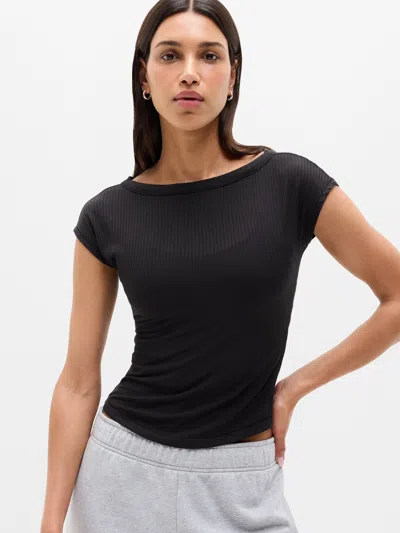Athleta Perfect Rib Boatneck Tee In Black