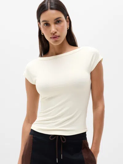 Athleta Perfect Rib Boatneck Tee In Pearl