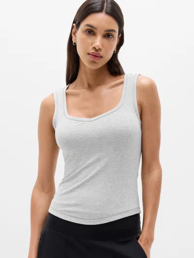 Athleta Perfect Rib Sweetheart Tank In Gray