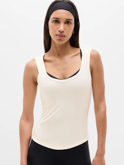 Athleta Perfect Rib Sweetheart Tank In Pearl