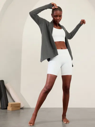 Athleta Pranayama Restore Rib Wrap In Charcoal Grey Heather Rib