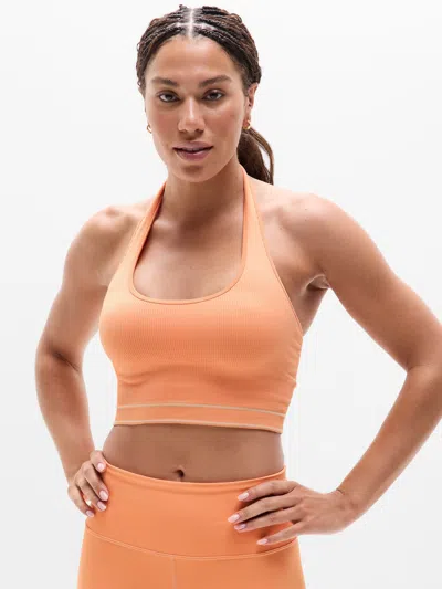 Athleta Recharge Rib Seamless Halter In Orange