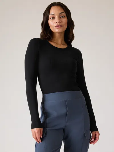 Athleta Renew Seamless Crewneck Top In Black