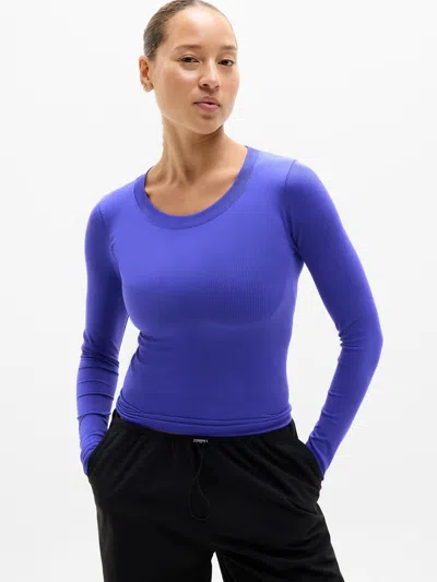 Athleta Renew Seamless Crewneck Top In Blue