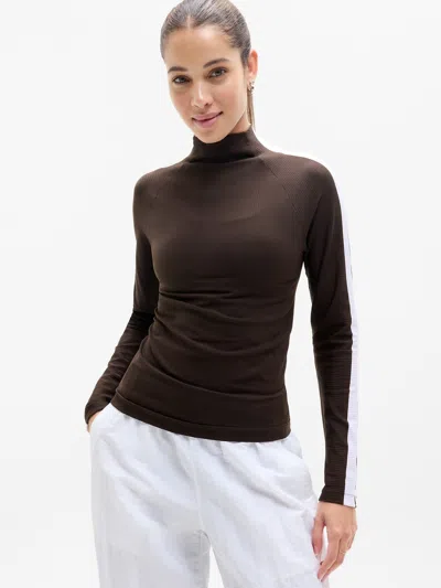 Athleta Renew Seamless Mock Neck Top In Brown