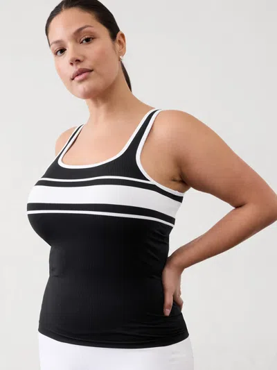 Athleta Renew Seamless Square Neck Tank In Black/white Stripe