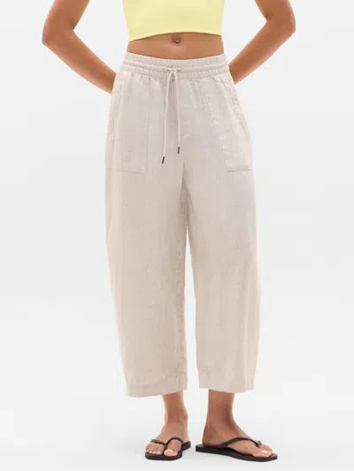Athleta Retreat Linen Easy Barrel Crop Pant In Neutral