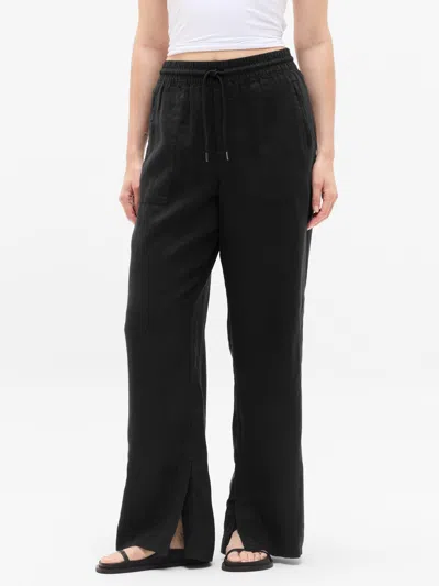 Athleta Retreat Linen High Rise Wide Leg Pant In Black