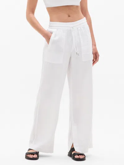 Athleta Retreat Linen High Rise Wide Leg Pant In White