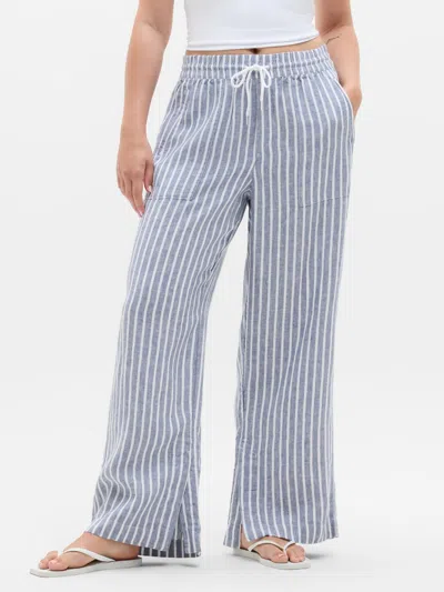 Athleta Retreat Linen High Rise Wide Leg Pant In Blue