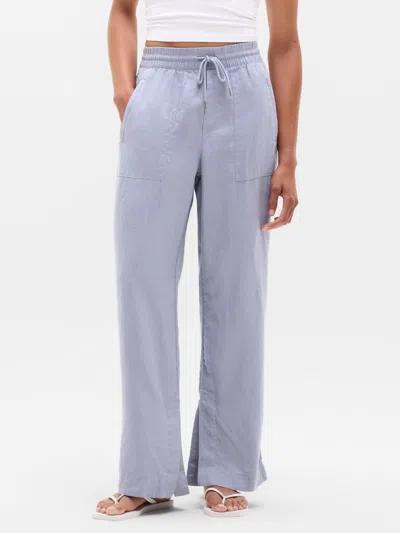 Athleta Retreat Linen High Rise Wide Leg Pant In Gray