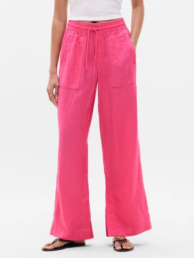 Athleta Retreat Linen High Rise Wide Leg Pant In Pink