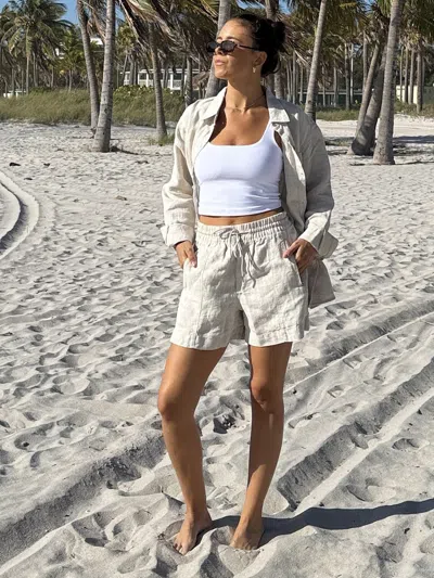Athleta Retreat Linen Mid Rise Short In White