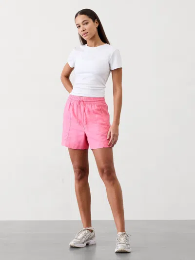Athleta Retreat Linen Mid Rise Short In Raphanus Pink