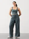 Athleta Retreat Linen Mid Rise Wide Leg Pant In Eden