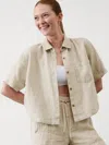 Athleta Retreat Linen Short Sleeve Shirt In Undyed