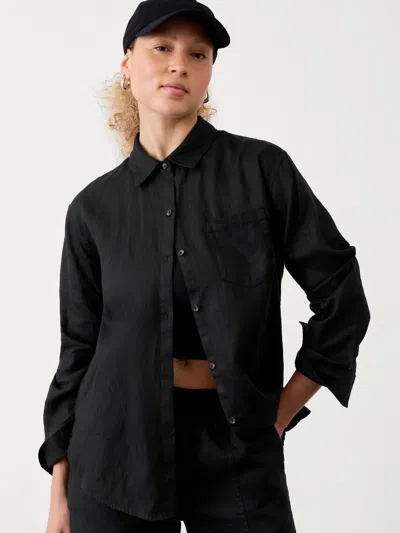 Athleta Retreat Linen Top In Black