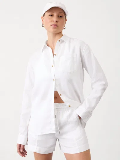 Athleta Retreat Linen Top In Calla Lily