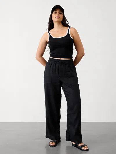 Athleta Retreat Linen Wide Leg Pant In Black