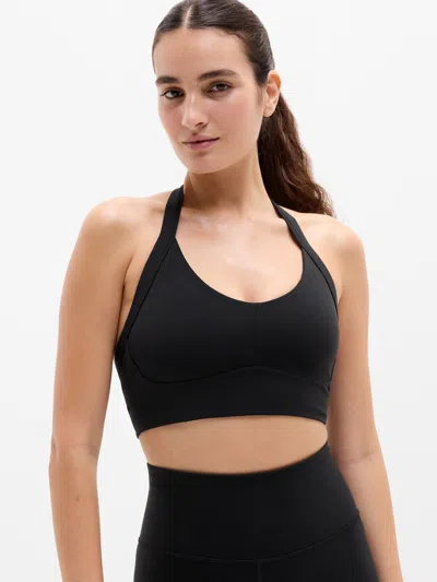 Athleta Revitalize Halter Sports Bra A-c In Black