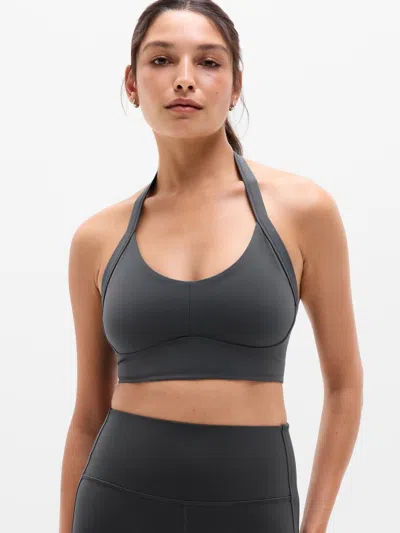 Athleta Revitalize Halter Sports Bra A-c In Gray