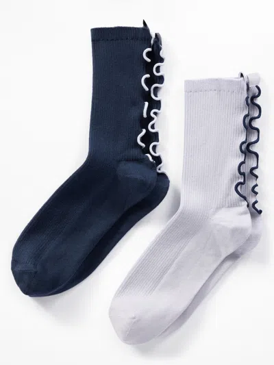 Athleta Ruffle Novelty Everyday Crew Sock 2-pack In Blue
