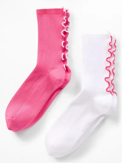 Athleta Ruffle Novelty Everyday Crew Sock 2-pack In Pink