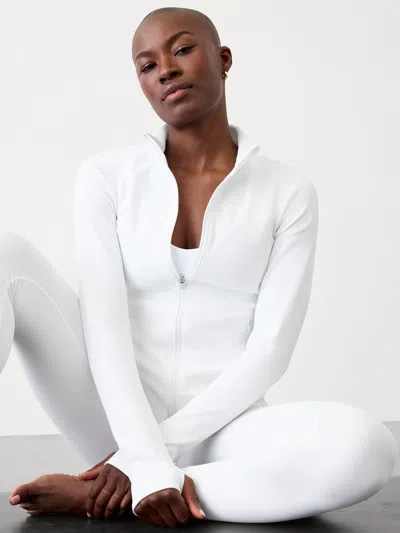 Athleta Salutation Ribbed Jacket 2.0 In Bright White Rib