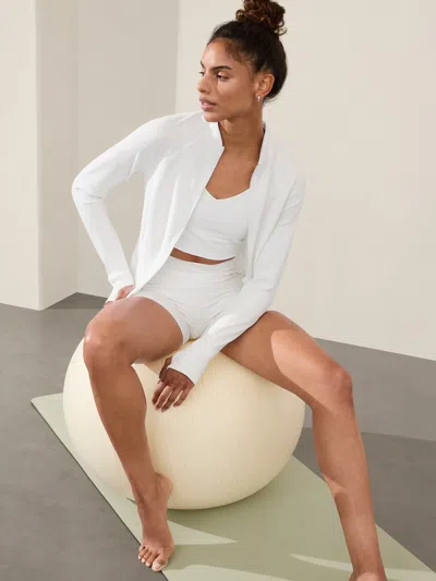 Athleta Salutation Ribbed Jacket In Bright White Rib