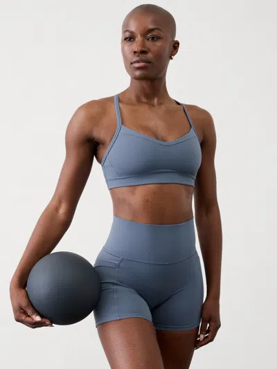 Athleta Salutation Stash High Rise 5 Short In Shadow Blue