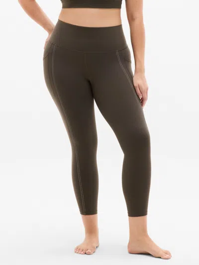 Athleta Salutation Stash High Rise Pop Stitch 7/8 Legging In Brown