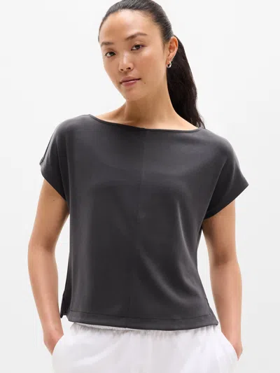 Athleta Seasoft Boat Neck Tee In Black