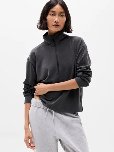 Athleta Seasoft Classic 1/4 Zip Sweatshirt In Black