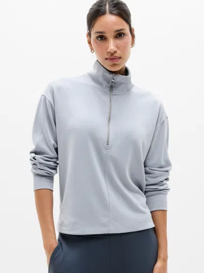 Athleta Seasoft Classic 1/4 Zip Sweatshirt In Blue Star
