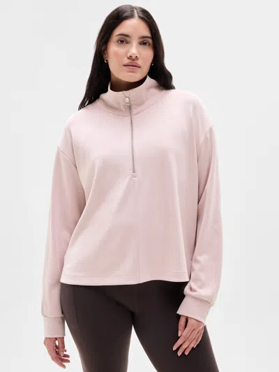 Athleta Seasoft Classic 1/4 Zip Sweatshirt In Halo