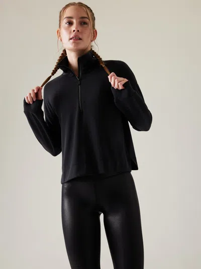 Athleta Seasoft Quarter Zip In Black