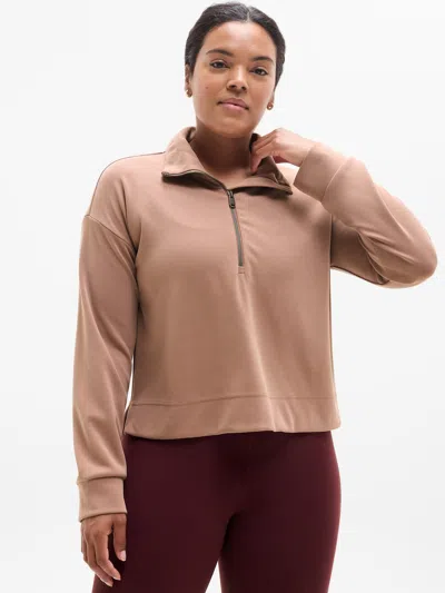 Athleta Seasoft Quarter Zip In Brown