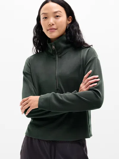 Athleta Seasoft Quarter Zip In Green