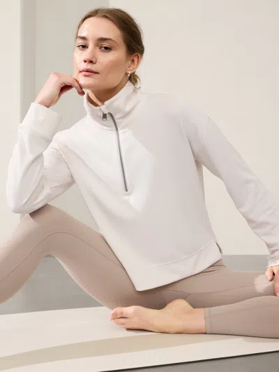 Athleta Seasoft Quarter Zip In Magnolia White