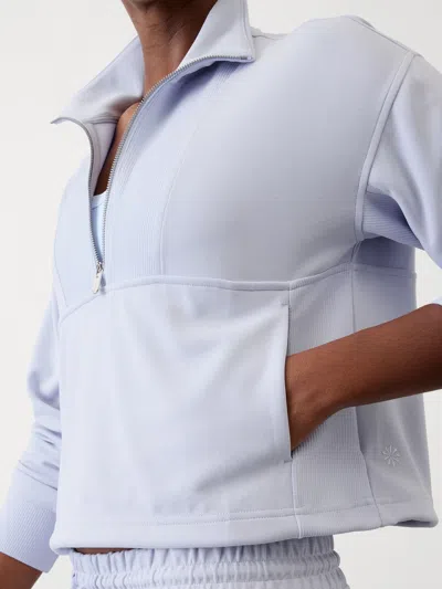 Athleta Seasoft Rib 1/4 Zip Popover In Gossamer Blue