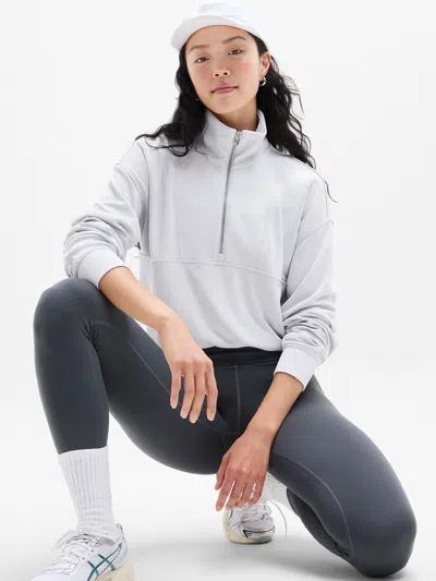 Athleta Seasoft Rib 1/4 Zip Popover In Gray