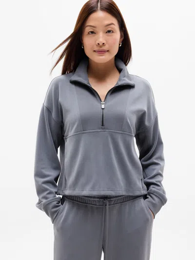 Athleta Seasoft Rib 1/4 Zip Popover In Gray