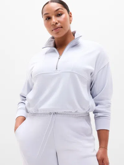 Athleta Seasoft Rib 1/4 Zip Popover In Gray