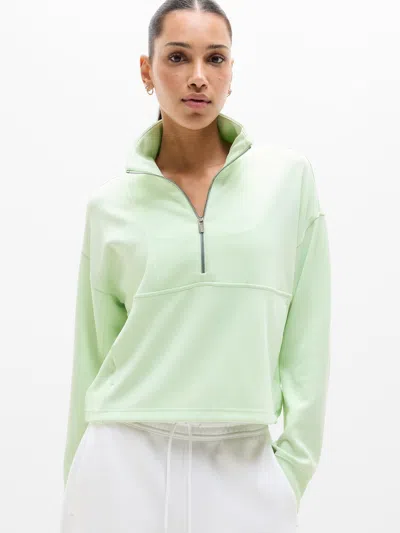 Athleta Seasoft Rib 1/4 Zip Popover In Green
