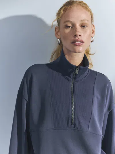 Athleta Seasoft Rib 1/4 Zip Popover In Navy