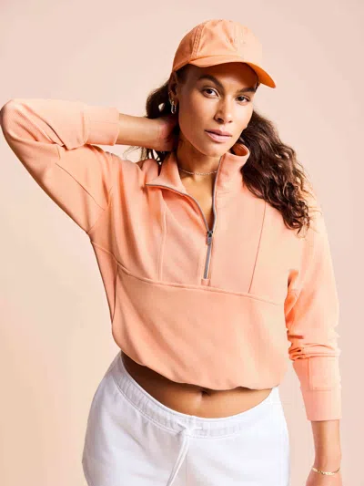 Athleta Seasoft Rib 1/4 Zip Popover In Orange