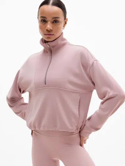 Athleta Seasoft Rib 1/4 Zip Popover In Pink