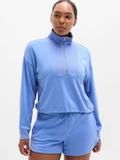 Athleta Seasoft Rib 1/4 Zip Popover In Waterfall