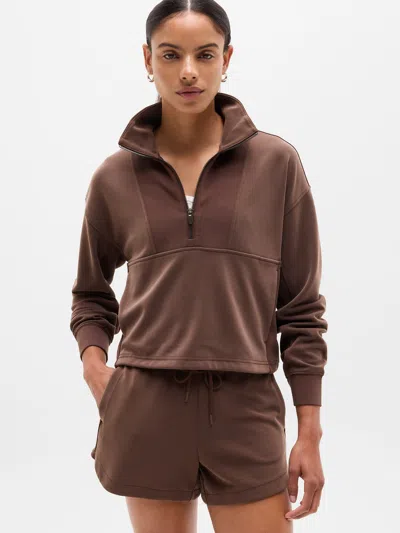 Athleta Seasoft Rib 1/4 Zip Popover In Woodland